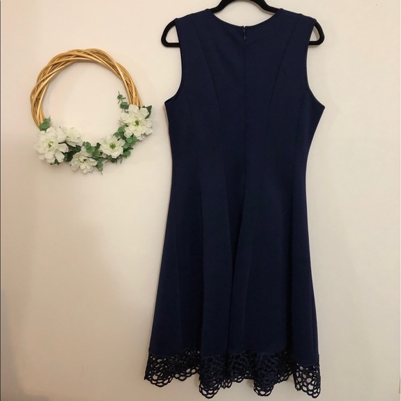 Donna Ricco NY Sleeveless Lace Hem Dress Navy - Picture 2 of 9